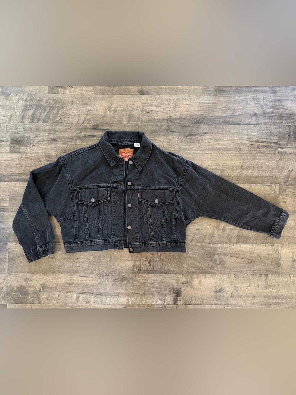 Levi's Loose Cropped Black Jean Trucker Jacket